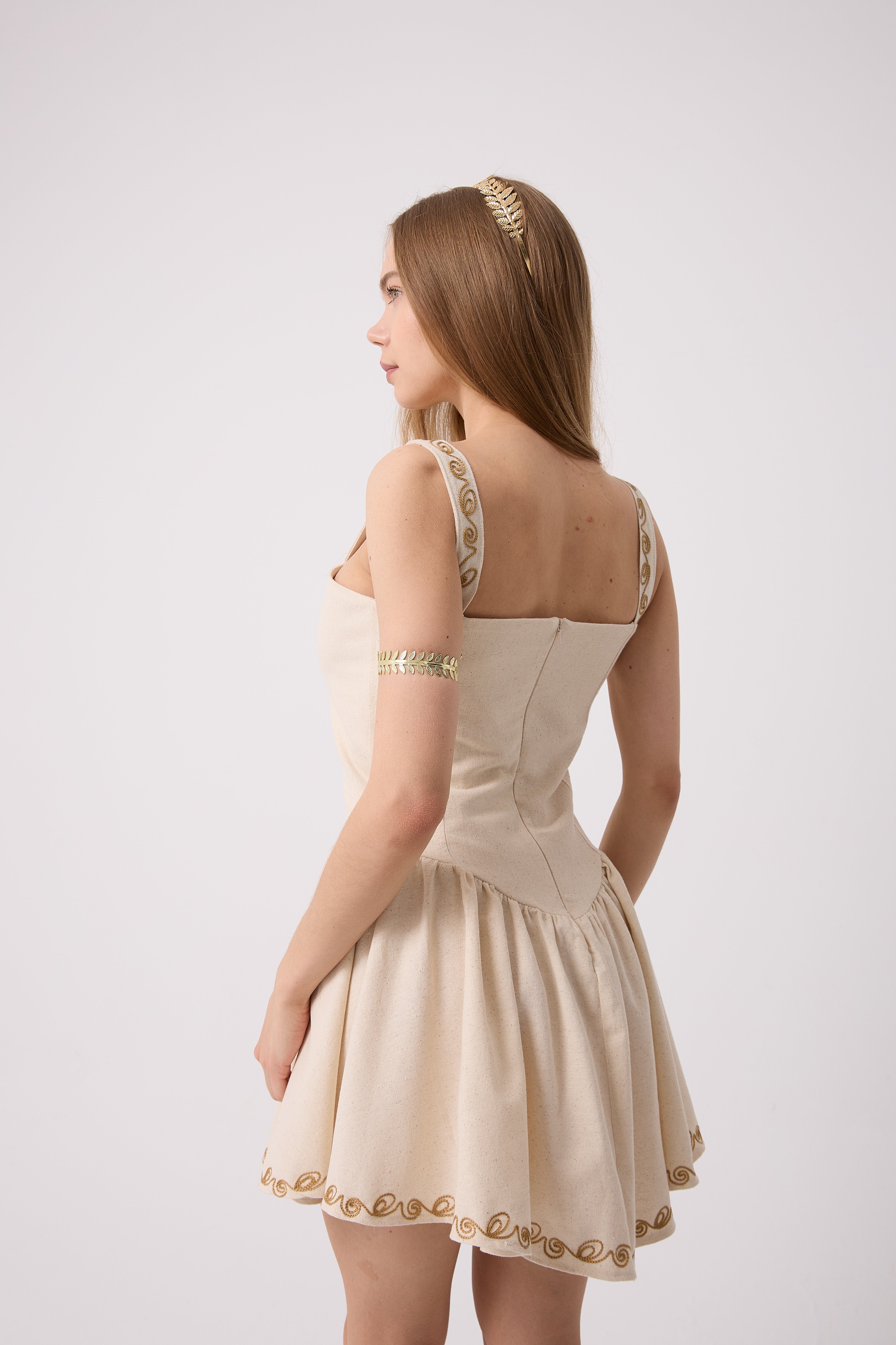 Helios Nakışlı Mini Elbise