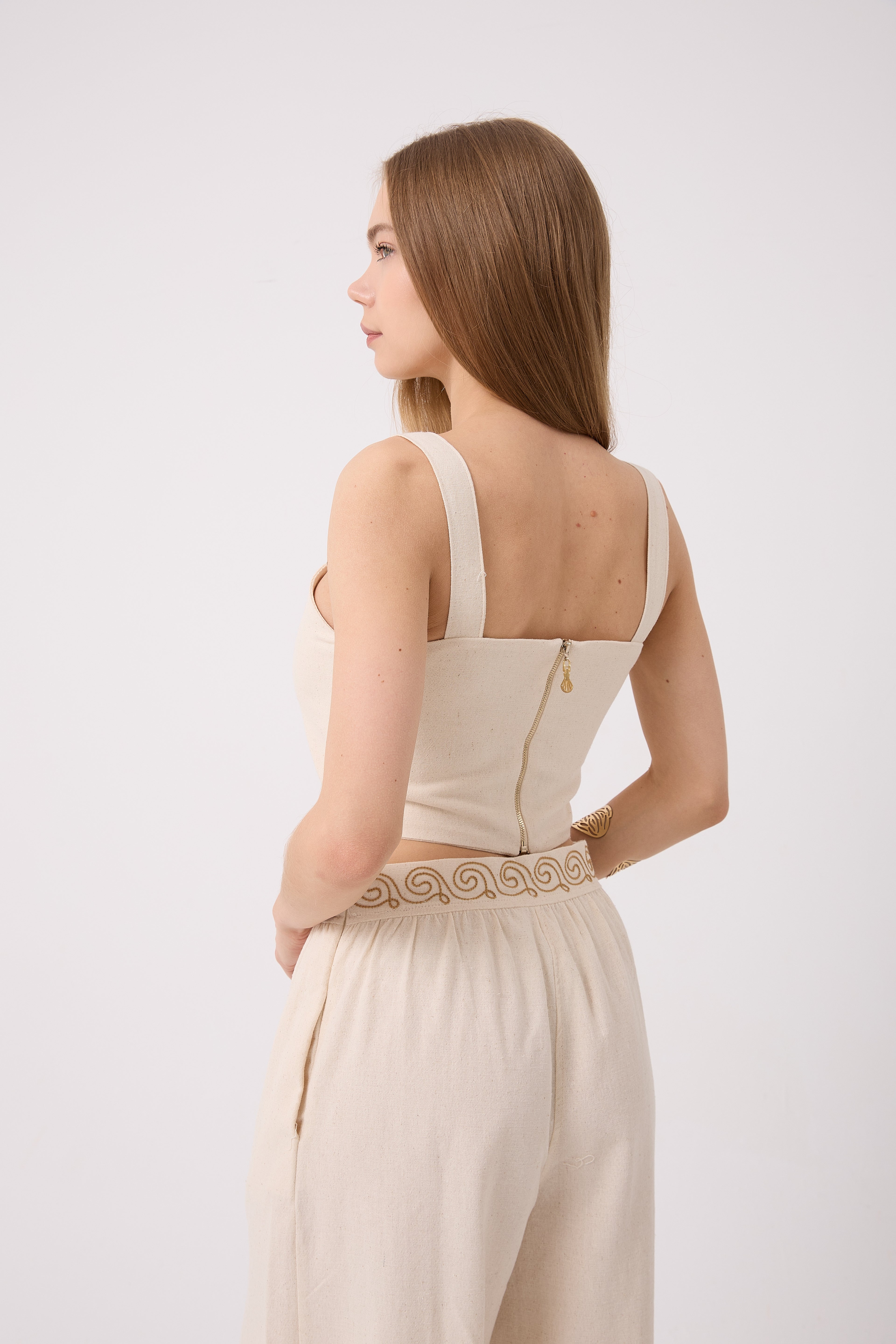 Crop with Tree of Life Embroidery