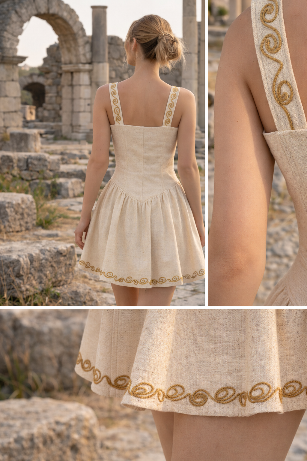 Helios Nakışlı Mini Elbise